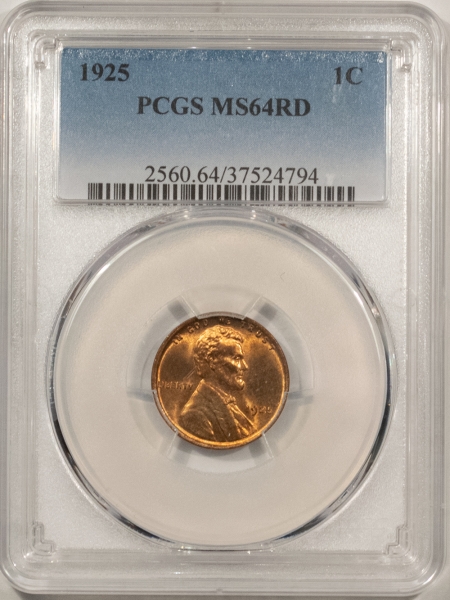 Lincoln Cents (Wheat) 1925 LINCOLN CENT – PCGS MS-64 RD, FLASHY & LUSTROUS