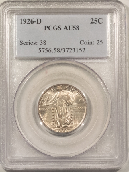 New Certified Coins 1926-D STANDING LIBERTY QUARTER – PCGS AU-58, PQ, ORIGINAL & 62+ QUALITY!