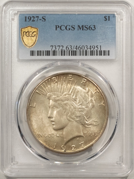 New Certified Coins 1927-S PEACE DOLLAR – PCGS MS-63, SATINY ORIGINAL OFF-WHITE & CHOICE!