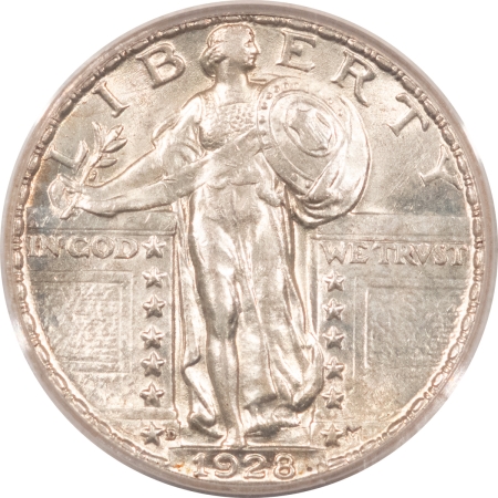 New Certified Coins 1928-D STANDING LIBERTY QUARTER – PCGS AU-58 OGH FLASHY WHITE & PQ, LOOKS CHOICE