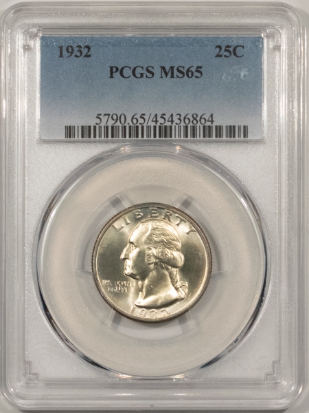 New Certified Coins 1932 WASHINGTON QUARTER – PCGS MS-65, BLAZING WHITE! GEM!