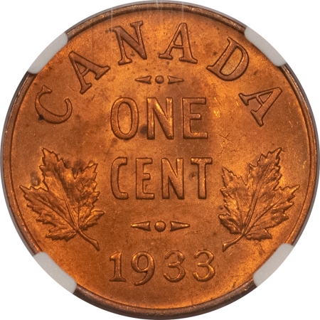 New Certified Coins 1933 CANADA SMALL CENT, KM-28 – NGC MS-64 RD, BLAZING RED & PQ!