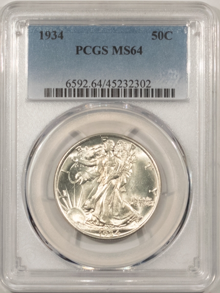 New Certified Coins 1934 WALKING LIBERTY HALF DOLLAR – PCGS MS-64, BLAST WHITE!