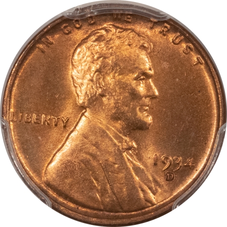 Lincoln Cents (Wheat) 1934-D LINCOLN CENT – PCGS MS-65 RD, GEM!