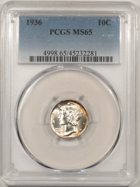 Mercury Dimes 1936 MERCURY DIME – PCGS MS-65, PRETTY, BLAZING GEM!