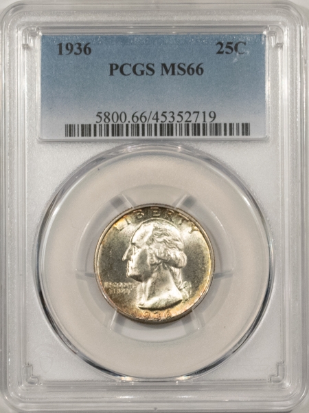 New Certified Coins 1936 WASHINGTON QUARTER – PCGS MS-66, FLASHY & PRETTY!