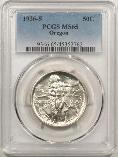 New Certified Coins 1936-S OREGON COMMEMORATIVE HALF DOLLAR – PCGS MS-65, BLAZING WHITE GEM!
