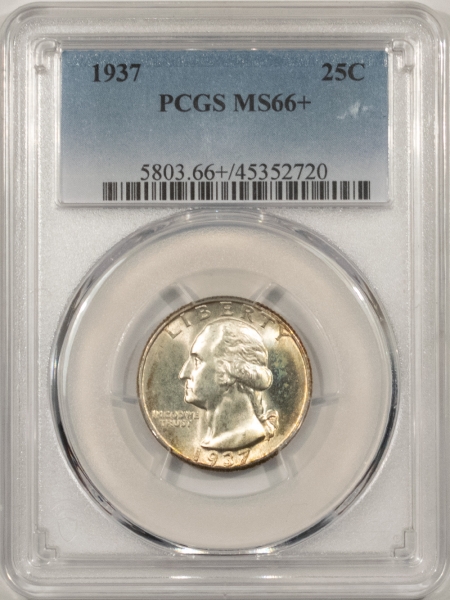 New Certified Coins 1937 WASHINGTON QUARTER – PCGS MS-66+, LUSTROUS & PRETTY!