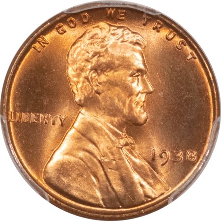 Lincoln Cents (Wheat) 1938 LINCOLN CENT – PCGS MS-66 RD, PREMIUM QUALITY! LOOKS MS-67!