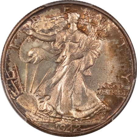 New Certified Coins 1942 WALKING LIBERTY HALF DOLLAR – PCGS MS-65, ORIGINAL TONING!