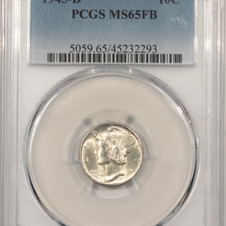 U.S. Certified Coins 1945-D MERCURY DIME – PCGS MS-65 FB, BLAZING GEM!