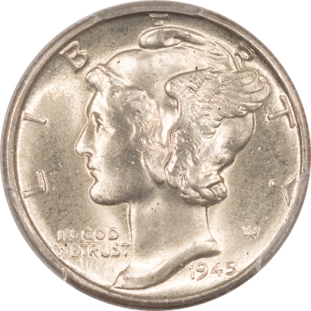 Mercury Dimes 1945-D MERCURY DIME – PCGS MS-65 FB, BLAZING GEM!