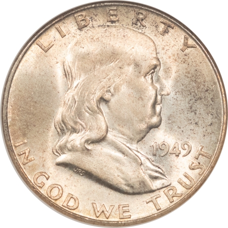 Franklin Halves 1949-S FRANKLIN HALF DOLLAR – ANACS MS-65, FRESH GEM & PQ, SMALL WHITE HOLDER