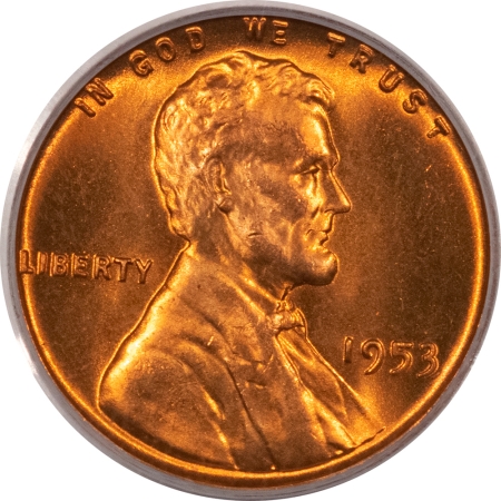 Lincoln Cents (Wheat) 1953 LINCOLN CENT – PCGS MS-66 RD, BLAZING RED!