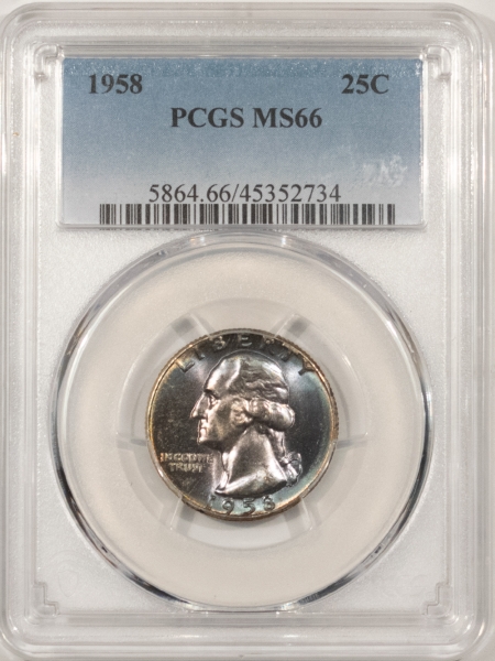 New Certified Coins 1958 WASHINGTON QUARTER – PCGS MS-66, GORGEOUS & LOOKS SUPERB!