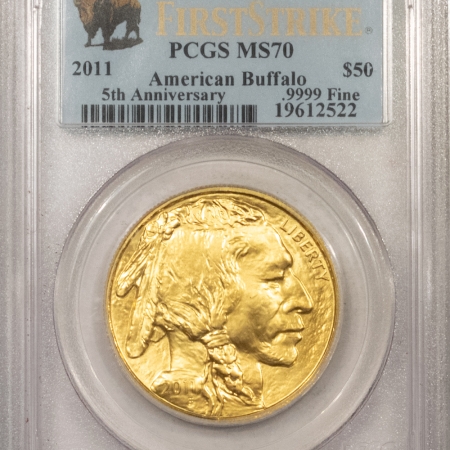 American Gold Eagles 2011 $50 1 OZ AMERICAN GOLD BUFFALO – PCGS MS-70, FIRST STRIKE, BUFFALO LABEL!