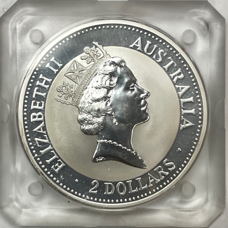 New Certified Coins 1993 AUSTRALIA $2 .999 SILVER 2 OZ KOOKABURRA, GEM DEEP CAMEO UNC, ORIGINAL CASE