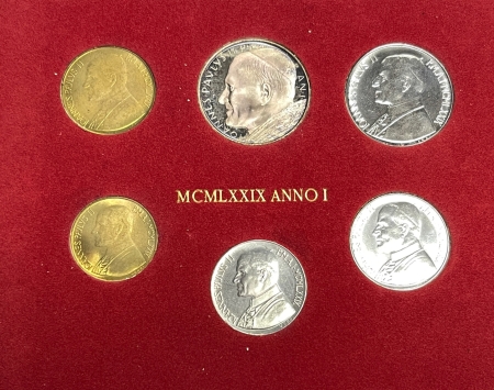 New Certified Coins 1979 VATICAN CITY 8 COIN MINT SET W/ SILVER 500L GEM PROOFLIKE BU IN OGP KM-MS84