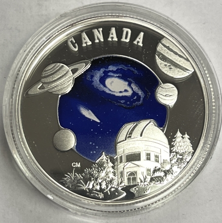 New Certified Coins 2009 CANADA $30 SILVER, INTERNATIONAL YEAR OF ASTRONOMY COLORIZED PROOF, KM-895
