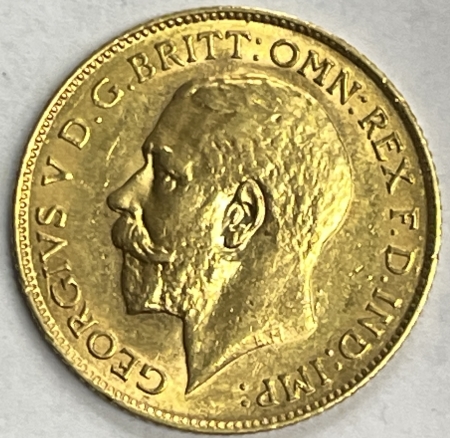 New Certified Coins 1913 GREAT BRITAIN GOLD HALF SOVERIGN, KM-819, GEORGE V, VIRTUALLY UNC, CHOICE