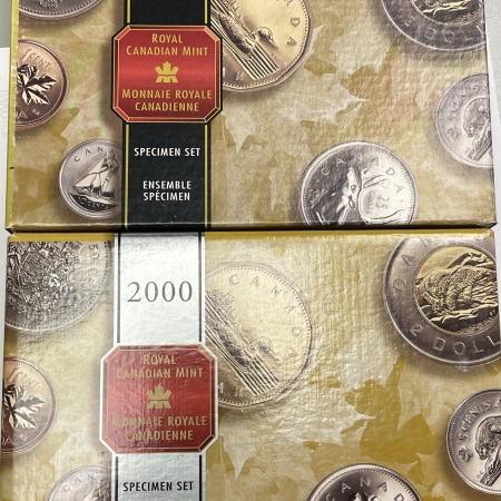 New Certified Coins 1999 & 2000 CANADA 7 COIN SPECIMEN SETS, 2 SETS, GEM IN ROYAL CANADIAN MINT PKG