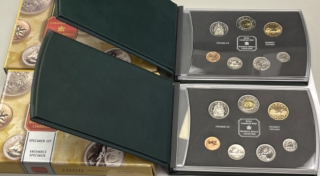 New Certified Coins 1999 & 2000 CANADA 7 COIN SPECIMEN SETS, 2 SETS, GEM IN ROYAL CANADIAN MINT PKG