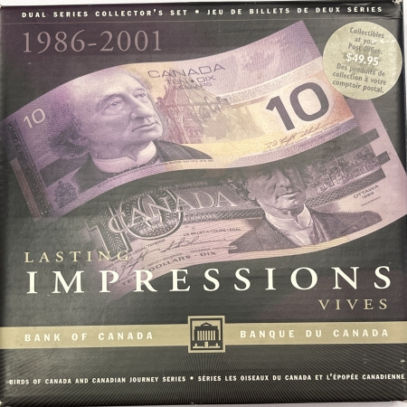 New Store Items 1986-2001 CANADA $10 LASTING IMPRESSIONS 2 NOTE SET MATCHING SERIAL #S CU, BC57A