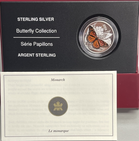 New Certified Coins 2005 CANADA 50C SILVER PROOF BUTTERFLY COLLECTION, MONARCH, COLORIZED KM-599 OGP