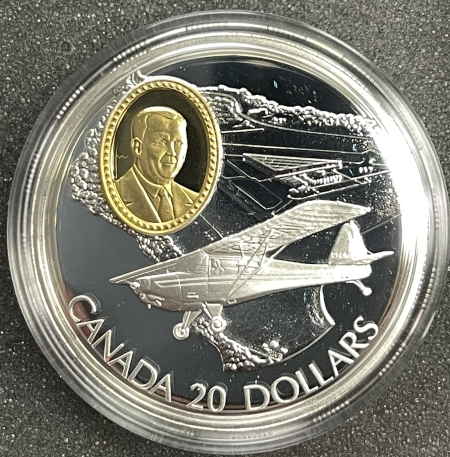 New Certified Coins 1995 CANADA $20 SILVER TRANSPORTATION DHC-1 CHIPMUNK COMMEM, KM-275, GEM PR, OGP