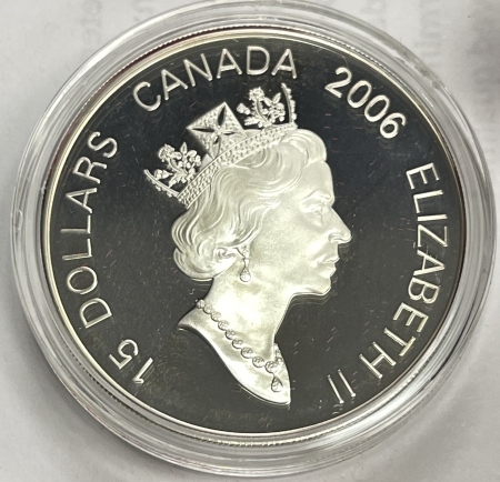 New Certified Coins 2006 CANADA $15 LUNAR SILVER .925 SILVER KM-587, GEM PROOF W/ OGP, 1.001 OZ ASW