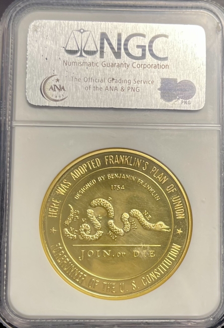 Exonumia 1954 CRADLE OF THE UNION GOLD ALBANY SO-CALLED $1, NGC PF-63 CAM; FEW KNOWN-RARE