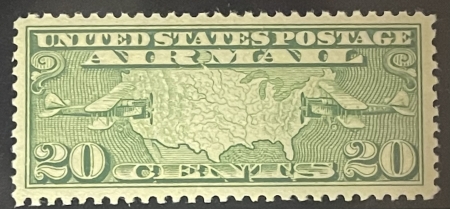 Air Post Stamps SCOTT #C-9, 20c YELLOW GREEN, PSE GRADED VF-XF 85, MINT OGnh, SMQ = $25