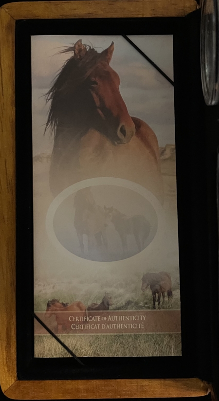 New Store Items CANADA 2006 $5 HORSES 1 OZ .999 SILVER COIN/STAMP SET-GEM PROOF, WOOD BOX/COA