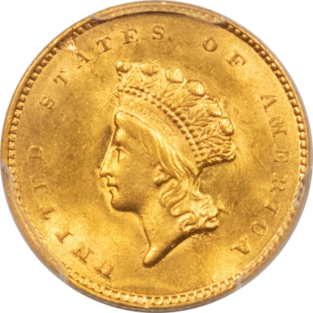 $1 1855 TYPE 2 $1 GOLD DOLLAR – PCGS MS-63, FLASHY & CHOICE! KEY TYPE COIN!