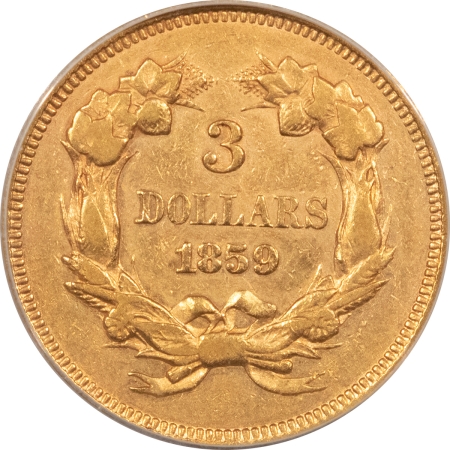 $3 1859 $3 GOLD PRINCESS – ANACS EF-40 PQ & LOOKS BETTER! SCARCE, LOW-MINTAGE DATE!