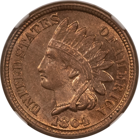 Indian 1864 INDIAN CENT, COPPER NICKEL – NGC MS-61, FLASHY!
