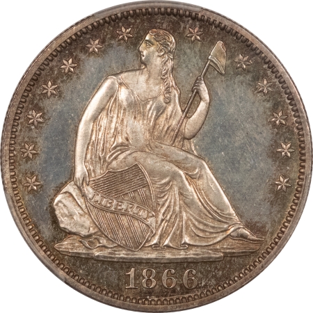 CAC Approved Coins 1866 PROOF LIBERTY SEATED HALF DOLLAR, MOTTO – PCGS PR-64+, PQ & CAC APPROVED!