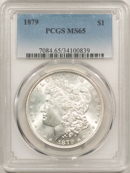 Morgan Dollars 1879 MORGAN DOLLAR – PCGS MS-65, BLAST WHITE & WELL-STRUCK!