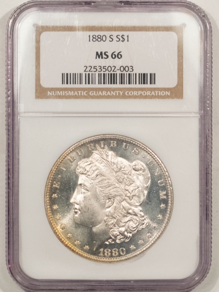 Morgan Dollars 1880-S MORGAN DOLLAR – NGC MS-66, BLAST WHITE & FLASHY!