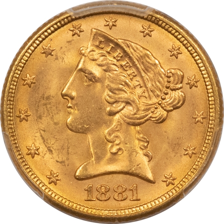 $5 1881 $5 LIBERTY GOLD – PCGS MS-64, FRESH!