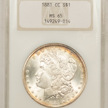 Dollars 1881-CC MORGAN DOLLAR – NGC MS-65, FATTIE HOLDER! WHITE & PQ!
