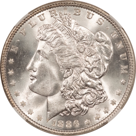 Morgan Dollars 1886 MORGAN DOLLAR – NGC MS-66+, BLAST WHITE & FLASHY!