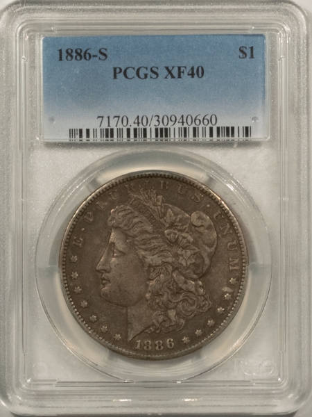 Morgan Dollars 1886-S MORGAN DOLLAR – PCGS XF-40, ORIGINAL!
