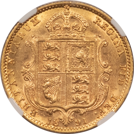 New Certified Coins 1891 GREAT BRITAIN GOLD HALF SOVEREIGN KM-766 QUEEN VICTORIA NGC MS61 KRAUSE=525