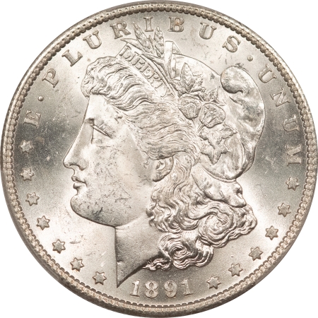Morgan Dollars 1891-S MORGAN DOLLAR – PCGS MS-64, BLAST WHITE W/ NEEDLE SHARP STRIKE!