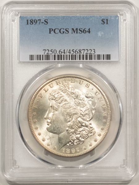 Morgan Dollars 1897-S MORGAN DOLLAR – PCGS MS-64, FRESH & FLASHY!