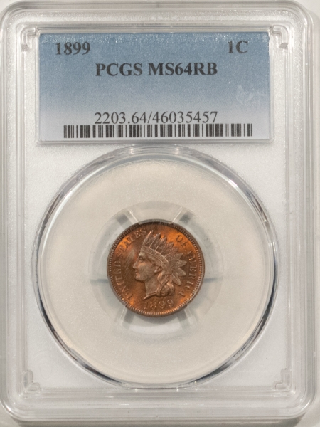 Indian 1899 INDIAN CENT – PCGS MS-64 RB, GEM LOOK, RED REVERSE!