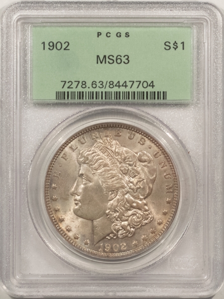 Morgan Dollars 1902 MORGAN DOLLAR – PCGS MS-63, OLD GREEN HOLDER, FRESH & PREMIUM QUALITY!
