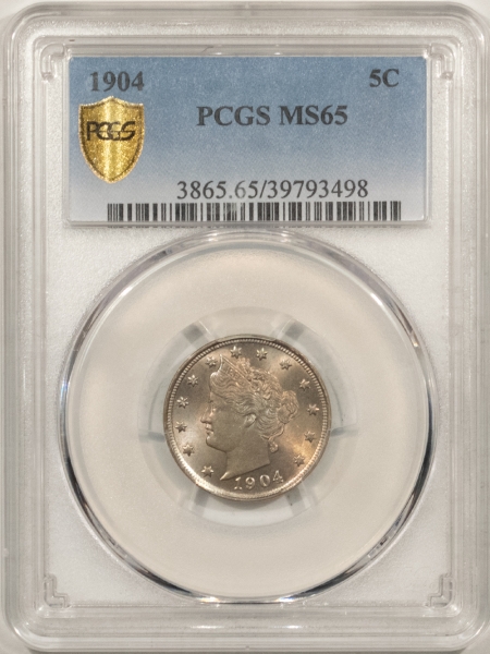Liberty Nickels 1904 LIBERTY NICKEL – PCGS MS-65, PRETTY COLOR, WELL STRUCK!