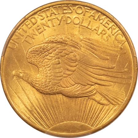 $20 1908 $20 ST GAUDENS GOLD, NO MOTTO – PCGS MS-66+, LOOKS SUPERB!